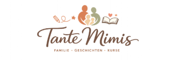 Logo von Tante Mimis mit Symbolen für Familie, Fotografie, Geschichten und kreative Projekte.